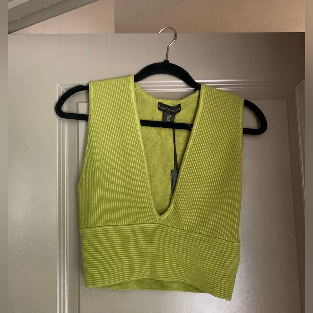 House of Harlow 1960 Chartreuse Ribbed Tank Top